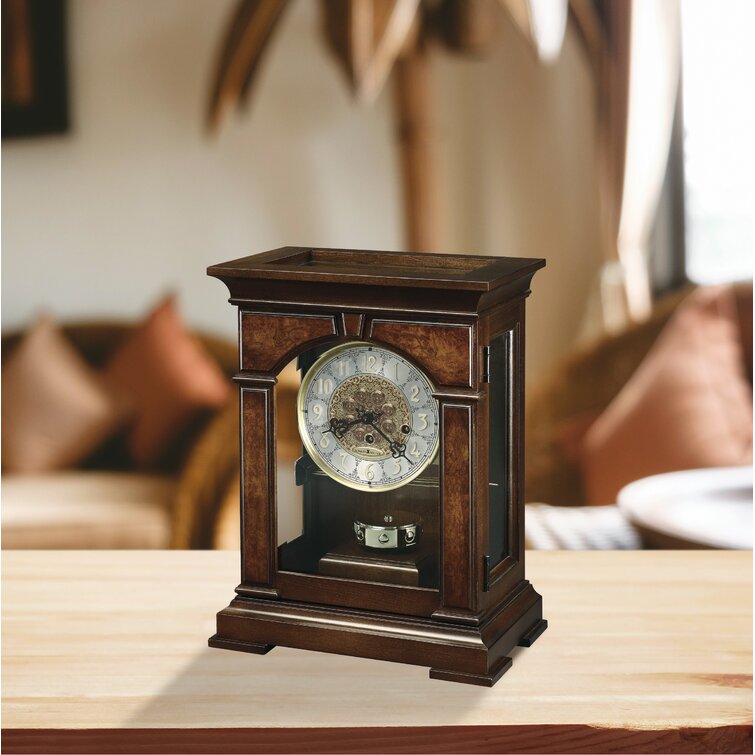 Emporia Traditional Analog Cherry Solid Wood Kieninger Tabletop Clock in  Cherry Borbeaux